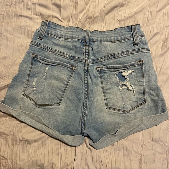 High rise distressed denim shorts - Picture 3 of 3